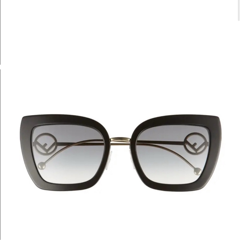 Acetate Metal F is Fendi Square Cat Eye Sunglasses FF 0424/F/S Black